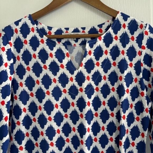 Barbara Gerwit Tunic Top Engineered Knit Slit Neck - Picture 3 of 9